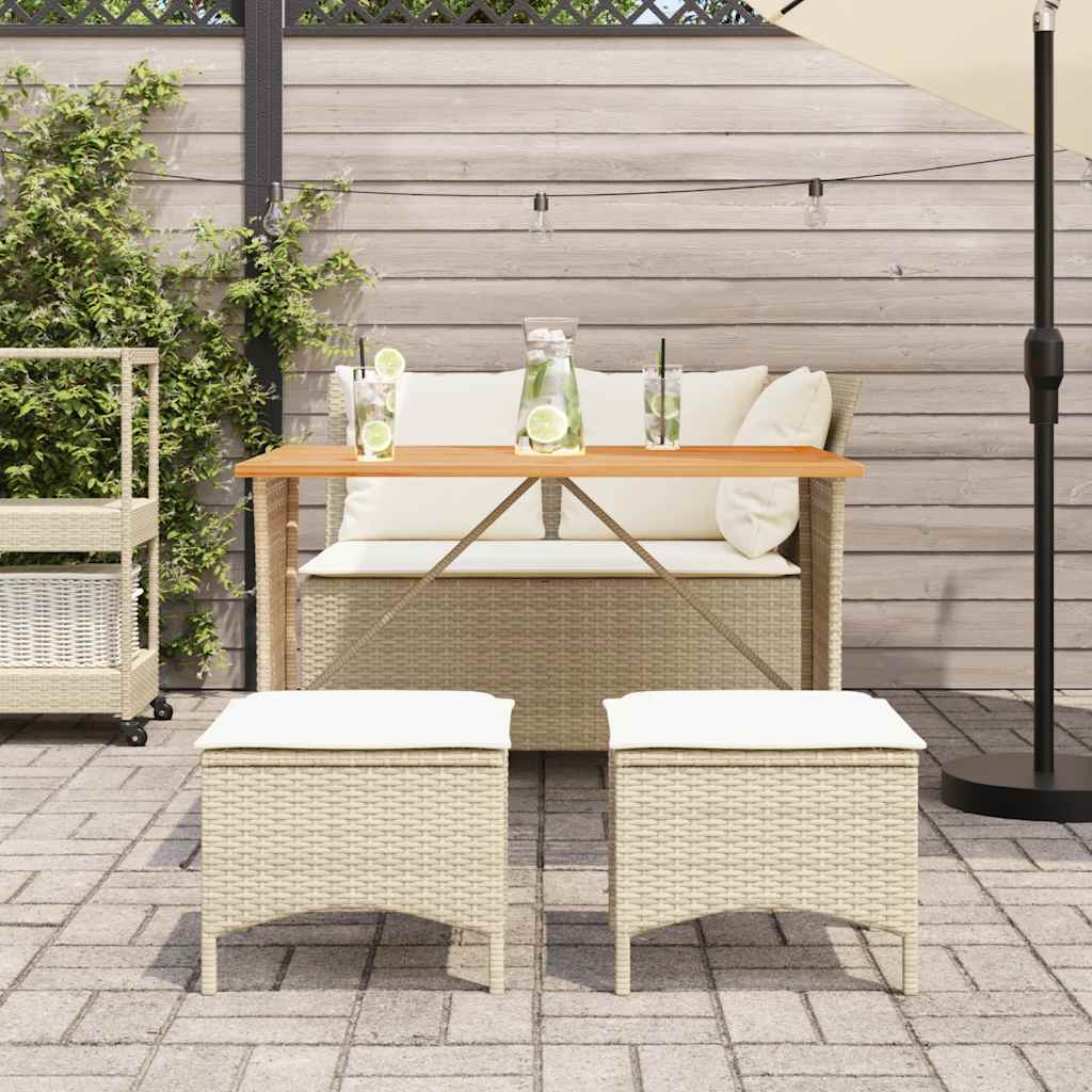 4-tlg. Garten-Essgruppe mit Kissen Beige Poly Rattan