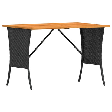 vidaXL Table de jardin en polyrotin avec plateau en bois d'acacia 105x75x72 cm