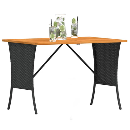 vidaXL Table de jardin en polyrotin avec plateau en bois d'acacia 105x75x72 cm
