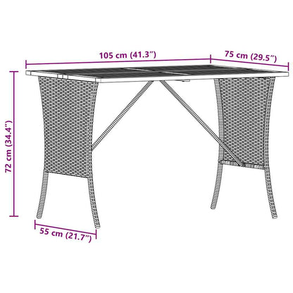 Gartentisch mit Akazienholzplatte 105x75x72 cm Poly Rattan