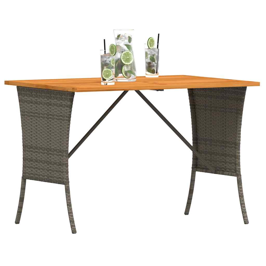 vidaXL Gartentisch mit Akazienholzplatte Grau 105x75x72cm Poly Rattan