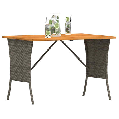 vidaXL Gartentisch mit Akazienholzplatte Grau 105x75x72cm Poly Rattan