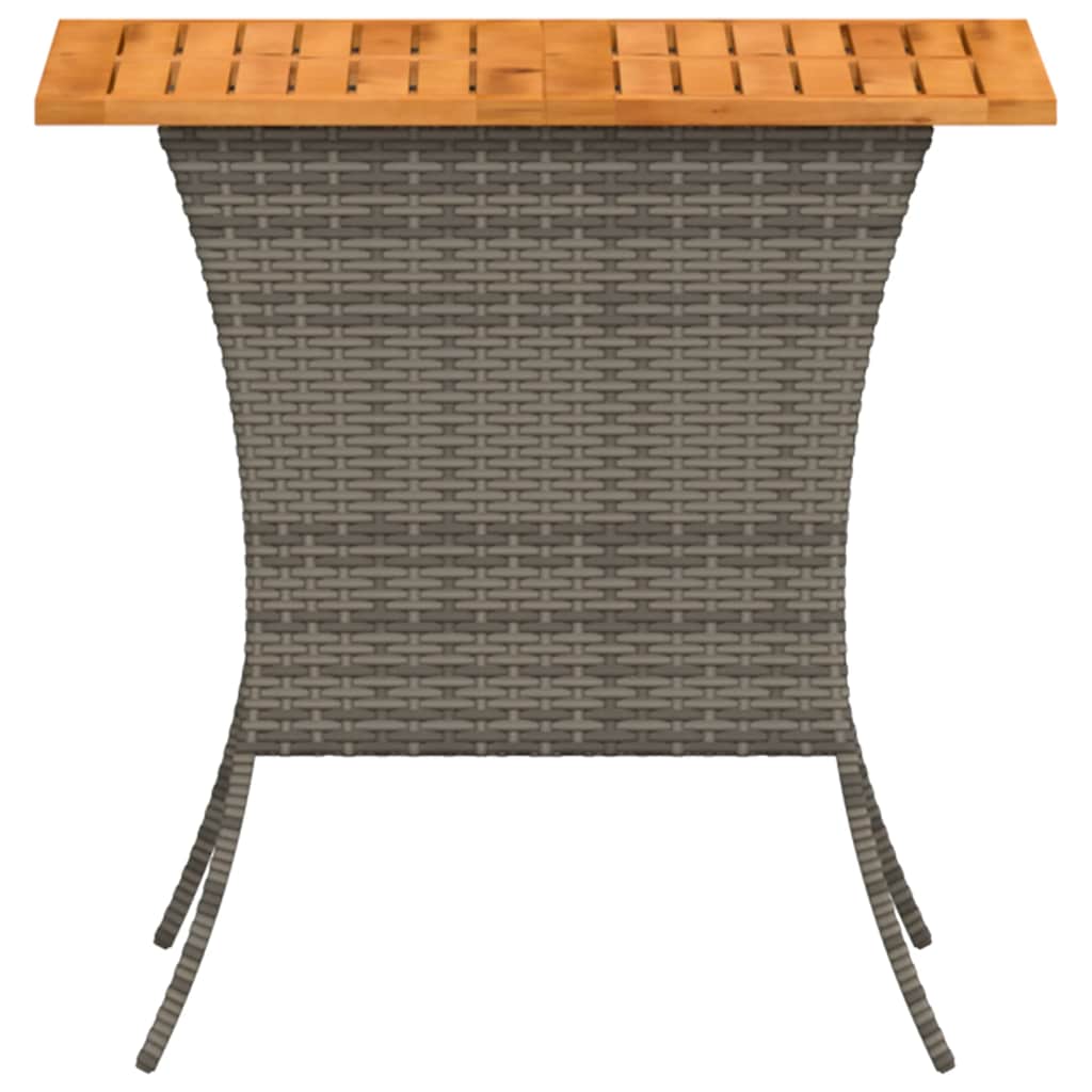 vidaXL Gartentisch mit Akazienholzplatte Grau 105x75x72cm Poly Rattan