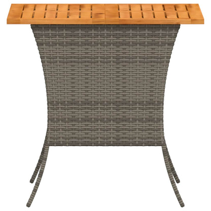 vidaXL Gartentisch mit Akazienholzplatte Grau 105x75x72cm Poly Rattan