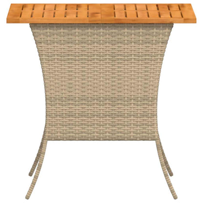 Gartentisch mit Akazienholzplatte Beige 105x75x72cm Poly Rattan