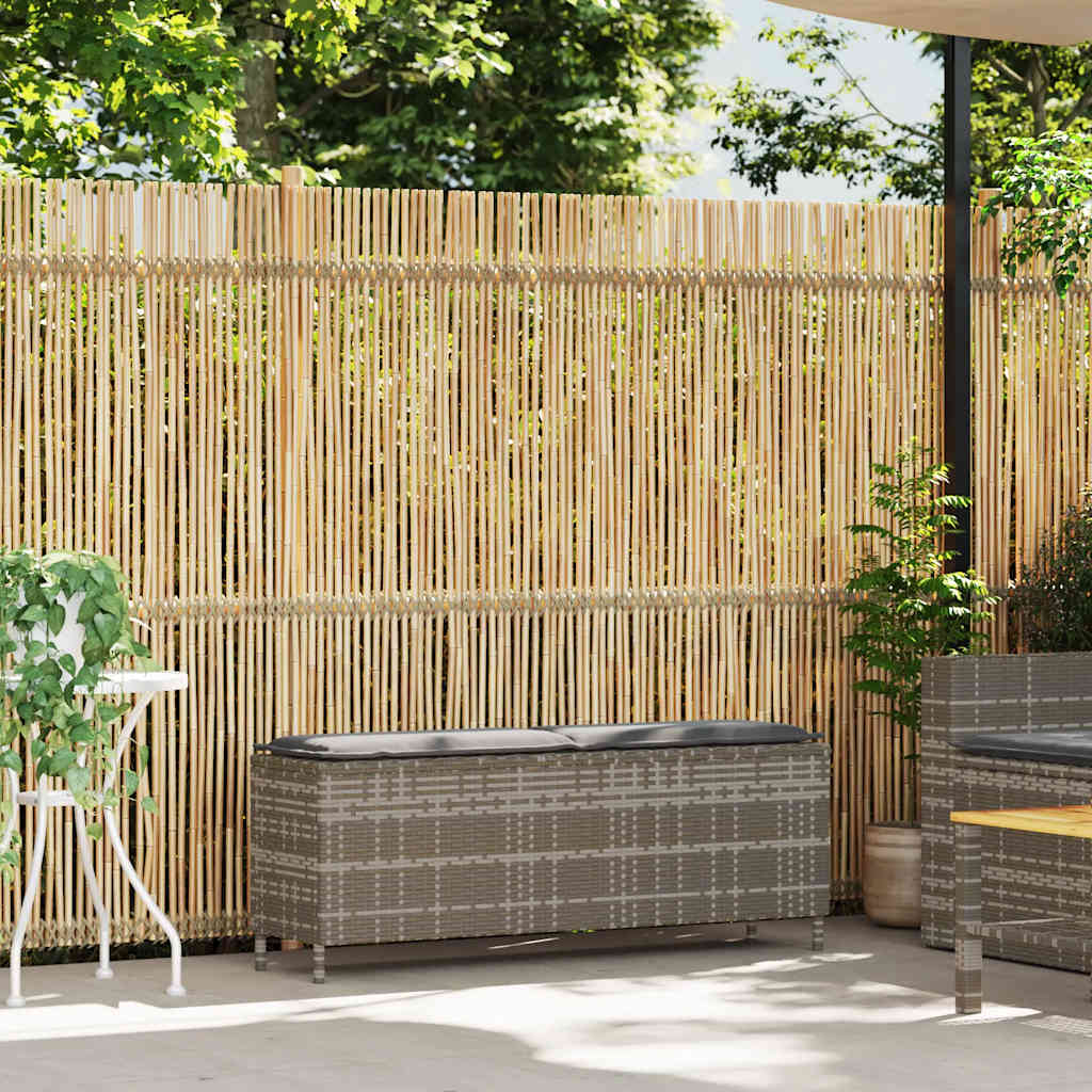Gartenbank mit Kissen Grau 110x30x40,5 cm Poly Rattan