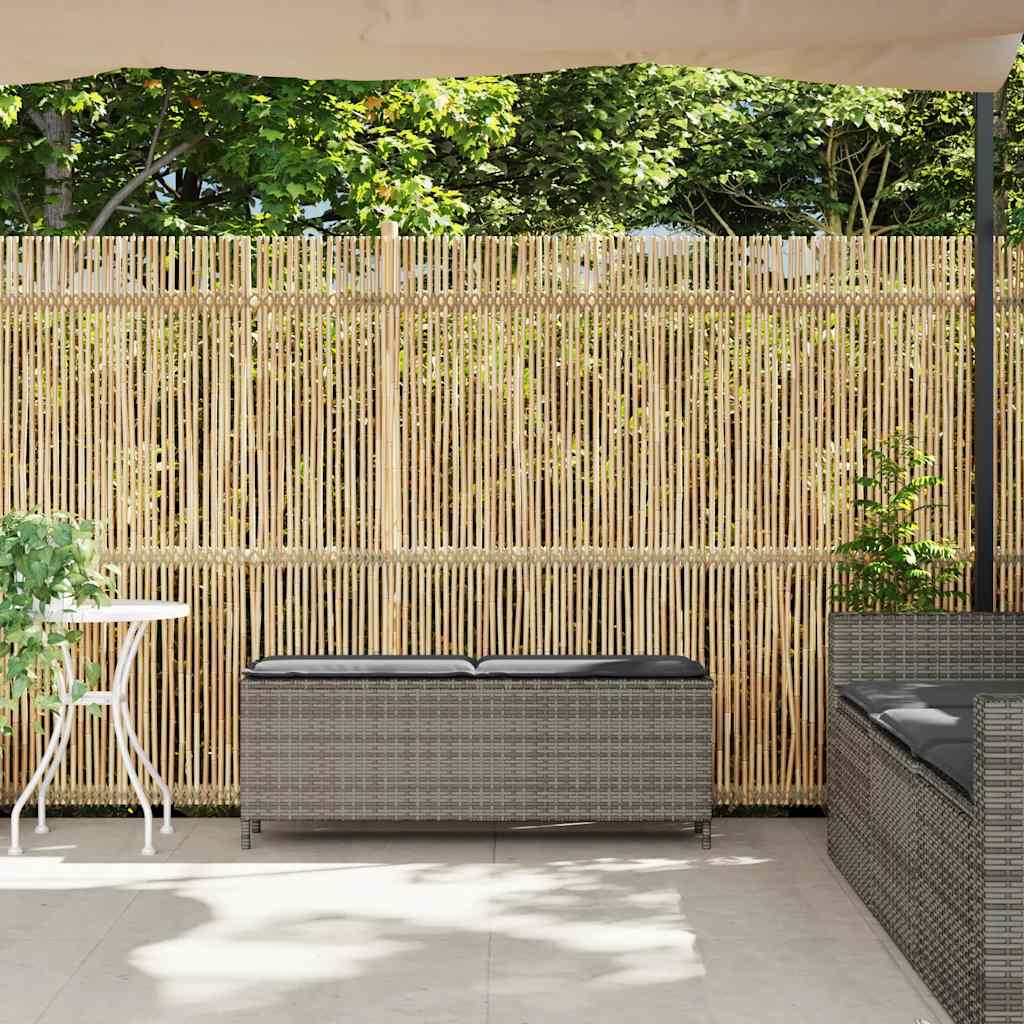 Gartenbank mit Kissen Grau 110x30x40,5 cm Poly Rattan
