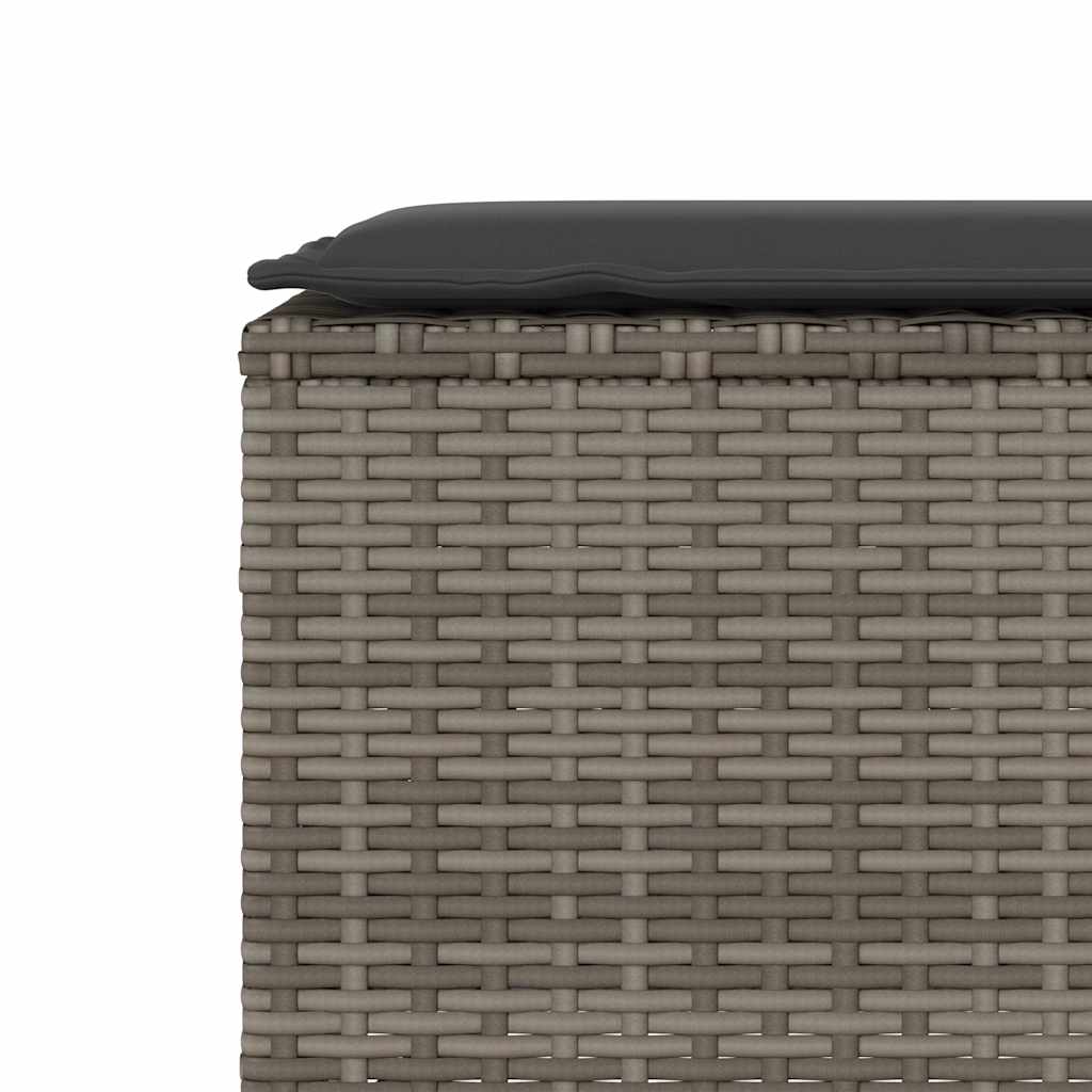 Gartenbank mit Kissen Grau 110x30x40,5 cm Poly Rattan