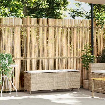 Gartenbank mit Kissen Beige 110x30x40,5 cm Poly Rattan
