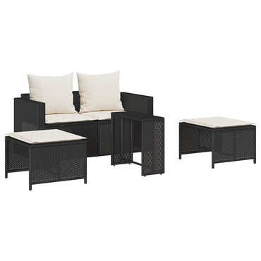 vidaXL Ensemble de canapés de jardin 5 pcs Coussins Empilables Noir Résine tressée