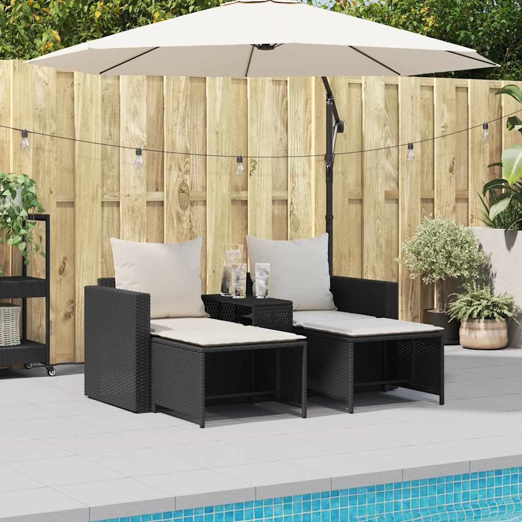 vidaXL Ensemble de canapés de jardin 5 pcs Coussins Empilables Noir Résine tressée