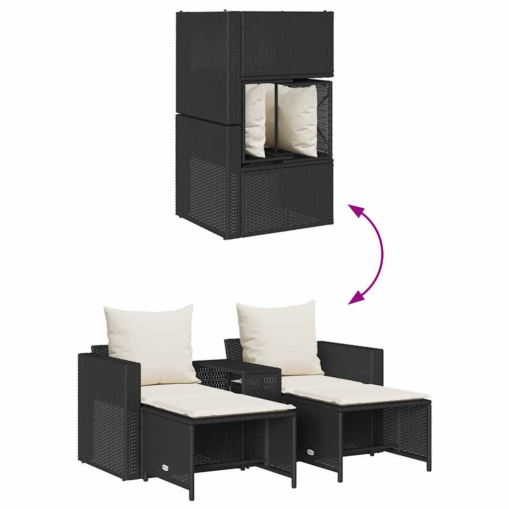 vidaXL Ensemble de canapés de jardin 5 pcs Coussins Empilables Noir Résine tressée