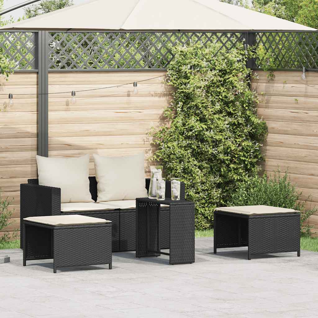 vidaXL Ensemble de canapés de jardin 5 pcs Coussins Empilables Noir Résine tressée