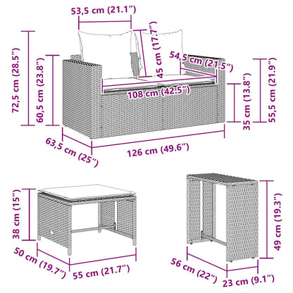 vidaXL 5-tlg. Garten-Sofagarnitur Kissen Stapelbar Braun Poly Rattan