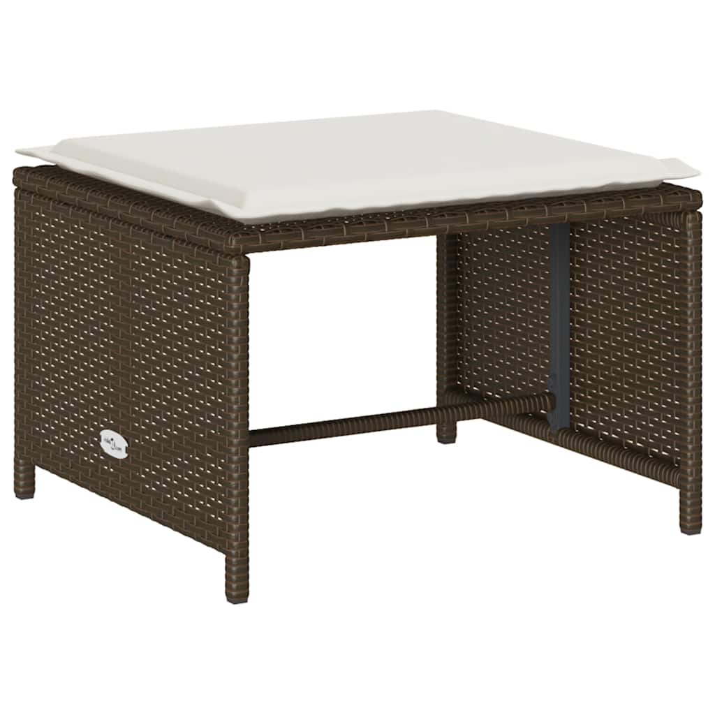 5-tlg. Garten-Sofagarnitur Kissen Stapelbar Braun Poly Rattan
