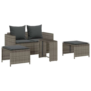 vidaXL Salon de jardin 5 pcs avec coussins empilables Résine tressée Gris