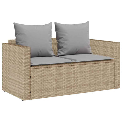 vidaXL 5-tlg. Garten-Sofagarnitur Kissen Stapelbar Beige Poly Rattan