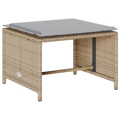 vidaXL 5-tlg. Garten-Sofagarnitur Kissen Stapelbar Beige Poly Rattan