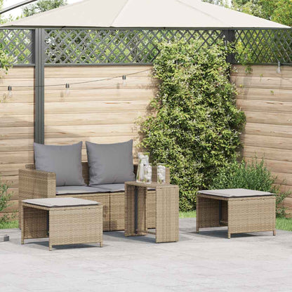 vidaXL 5-tlg. Garten-Sofagarnitur Kissen Stapelbar Beige Poly Rattan