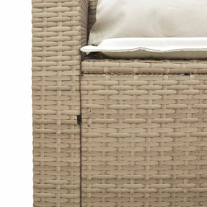 5-tlg. Garten-Sofagarnitur Kissen Stapelbar Beige Poly Rattan