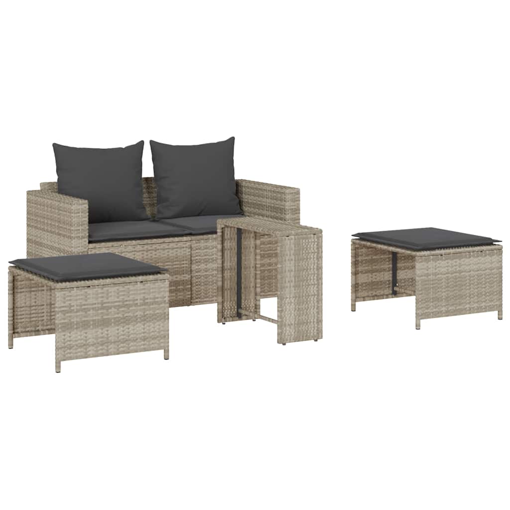 vidaXL Ensemble de canapés de jardin 5 pcs avec coussins empilables en résine tressée gris clair