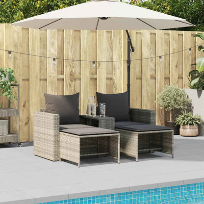 vidaXL Ensemble de canapés de jardin 5 pcs avec coussins empilables en résine tressée gris clair