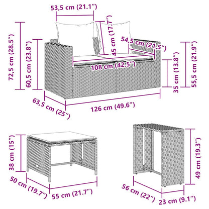 vidaXL Ensemble de canapés de jardin 5 pcs avec coussins empilables en résine tressée gris clair