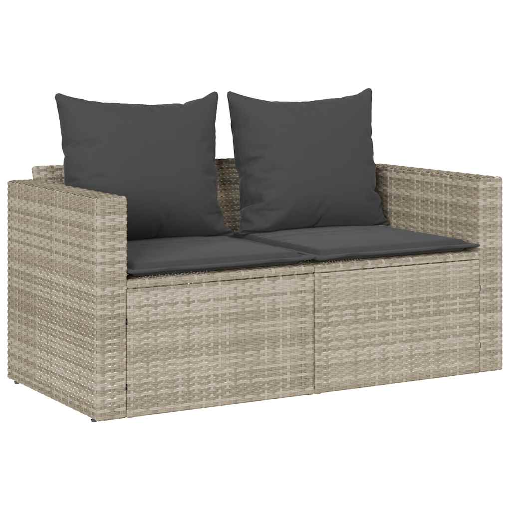vidaXL Ensemble de canapés de jardin 5 pcs avec coussins empilables en résine tressée gris clair
