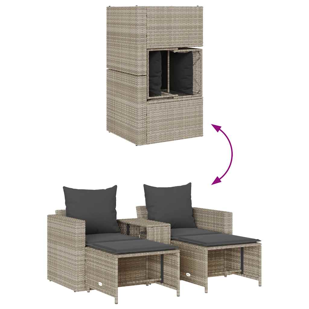 vidaXL Ensemble de canapés de jardin 5 pcs avec coussins empilables en résine tressée gris clair