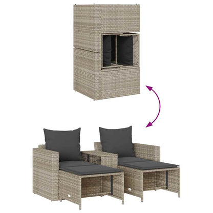 vidaXL Ensemble de canapés de jardin 5 pcs avec coussins empilables en résine tressée gris clair