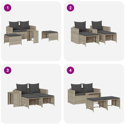 vidaXL Ensemble de canapés de jardin 5 pcs avec coussins empilables en résine tressée gris clair