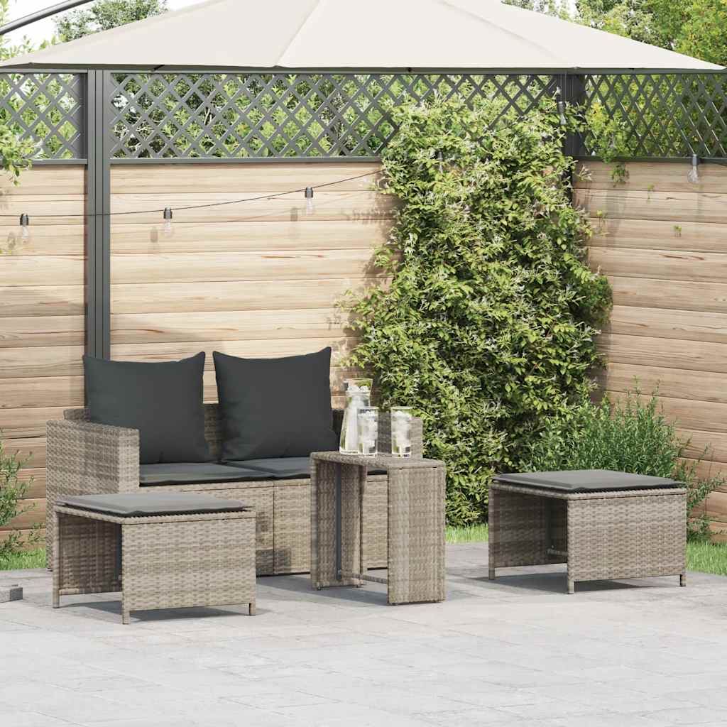 vidaXL Ensemble de canapés de jardin 5 pcs avec coussins empilables en résine tressée gris clair