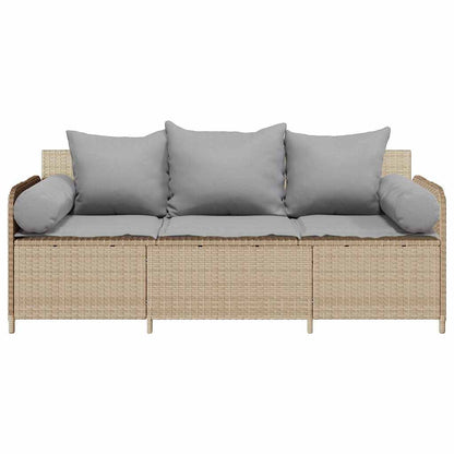 vidaXL Canapé de jardin 3 places avec coussins en résine tressée beige