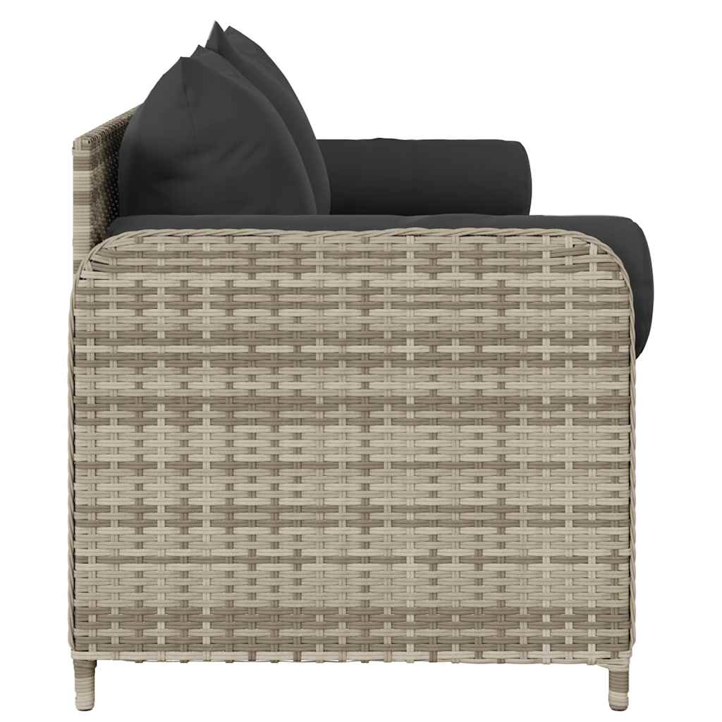 vidaXL Gartensofa mit Kissen 3-Sitzer Hellgrau Poly Rattan