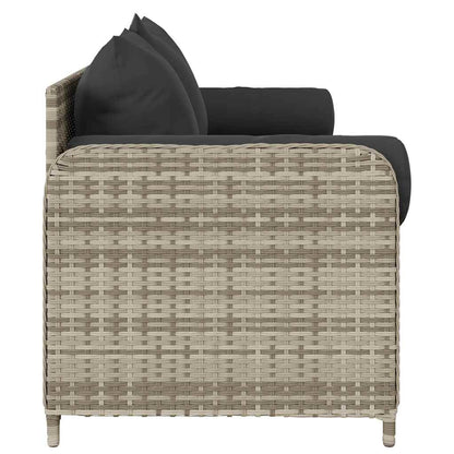 vidaXL Gartensofa mit Kissen 3-Sitzer Hellgrau Poly Rattan