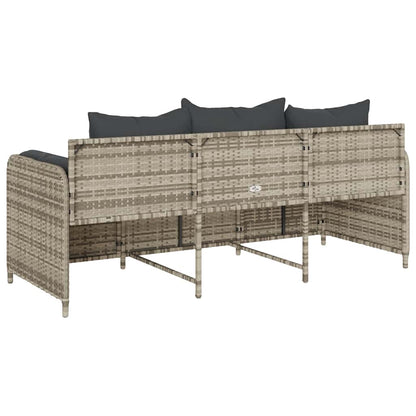 vidaXL Gartensofa mit Kissen 3-Sitzer Hellgrau Poly Rattan