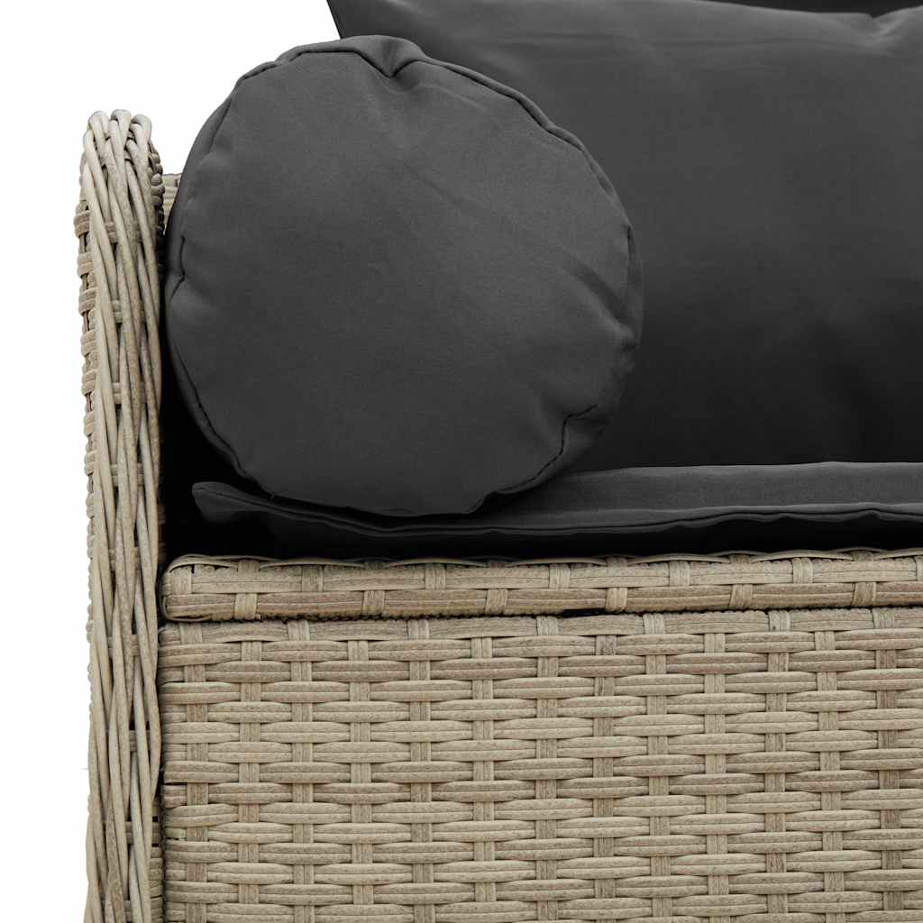 vidaXL Gartensofa mit Kissen 3-Sitzer Hellgrau Poly Rattan