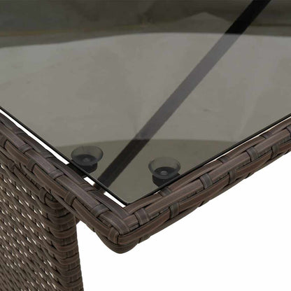 3-tlg. Garten-Essgruppe mit Kissen Braun Poly Rattan