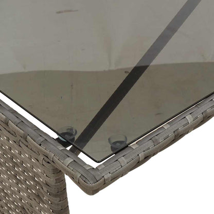 3-tlg. Garten-Essgruppe mit Kissen Grau Poly Rattan