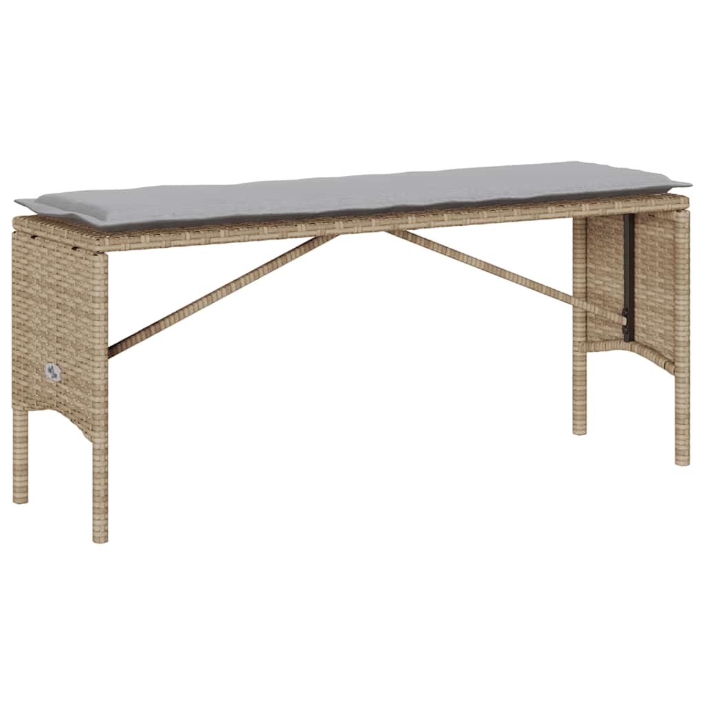 3-tlg. Garten-Essgruppe mit Kissen Beige Poly Rattan