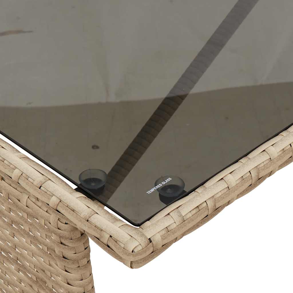 3-tlg. Garten-Essgruppe mit Kissen Beige Poly Rattan