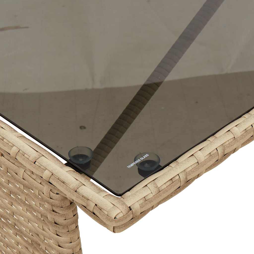 3-tlg. Garten-Essgruppe mit Kissen Beige Poly Rattan