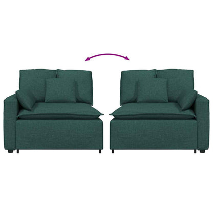 Modulares Sofa Endmodul mit Armlehne Kissen Dunkelgrün 100 cm