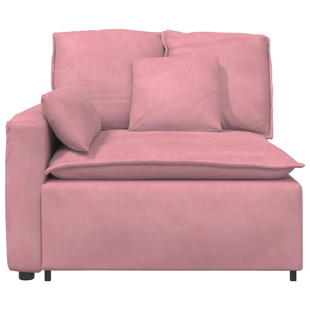 Modulares Sofa Endmodul mit Armlehne Kissen Rosa 100 cm