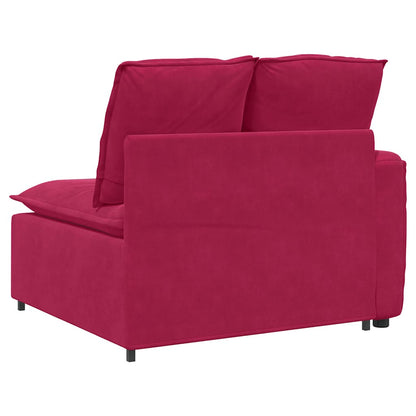 Modulares Sofa Endmodul mit Armlehne Kissen Weinrot 100 cm