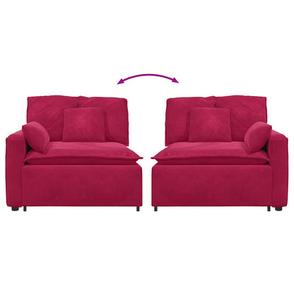 Modulares Sofa Endmodul mit Armlehne Kissen Weinrot 100 cm