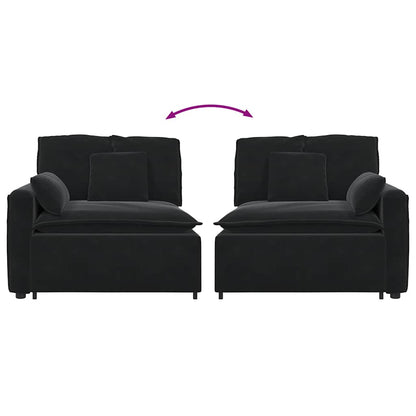 Modulares Sofa Endmodul mit Armlehne Kissen Schwarz 100 cm