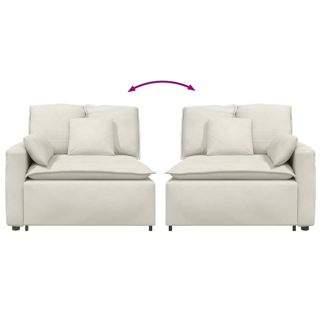 Modulares Sofa Endmodul mit Armlehne Kissen Creme 100 cm