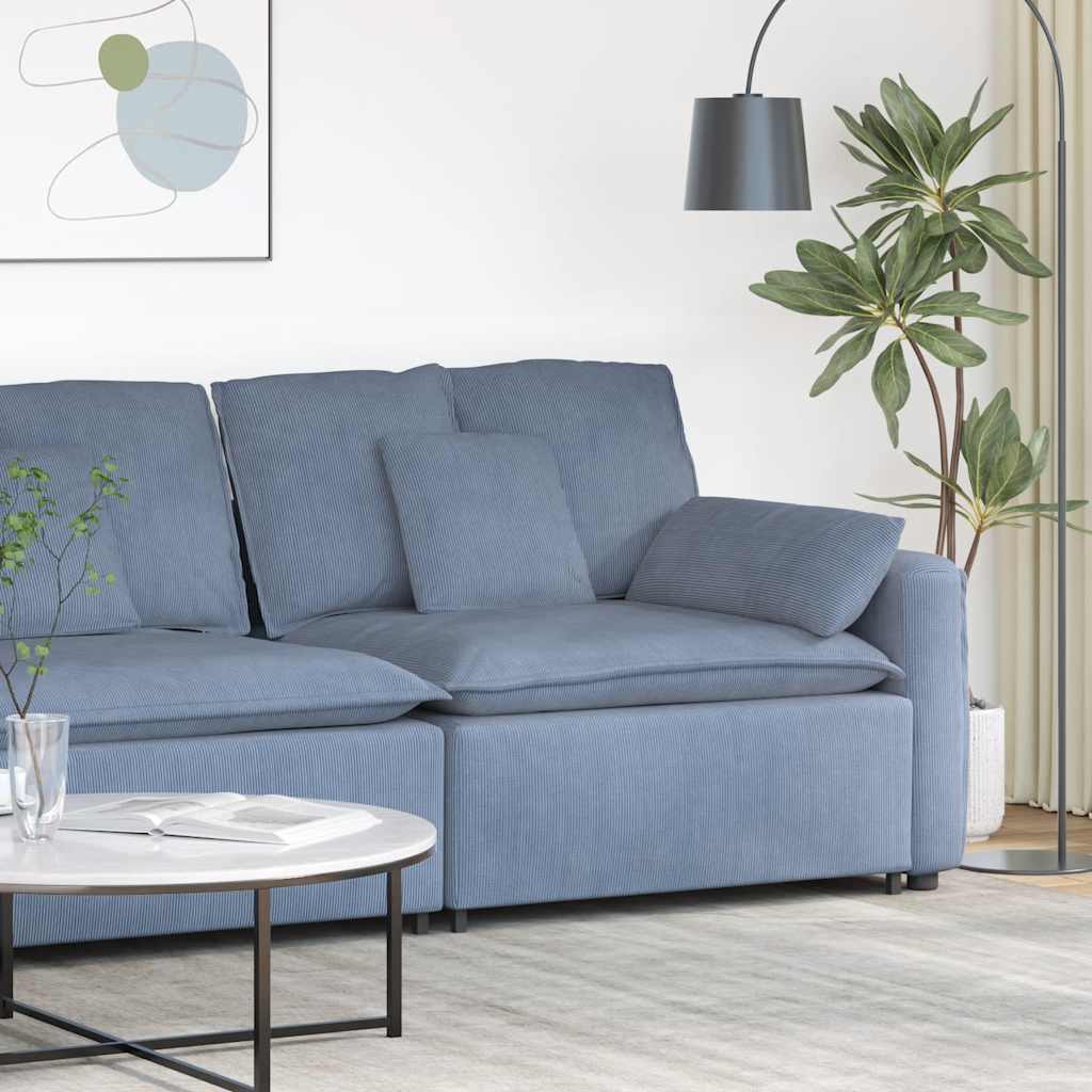 Modulares Sofa Endmodul mit Armlehne Kissen Blau 100 cm
