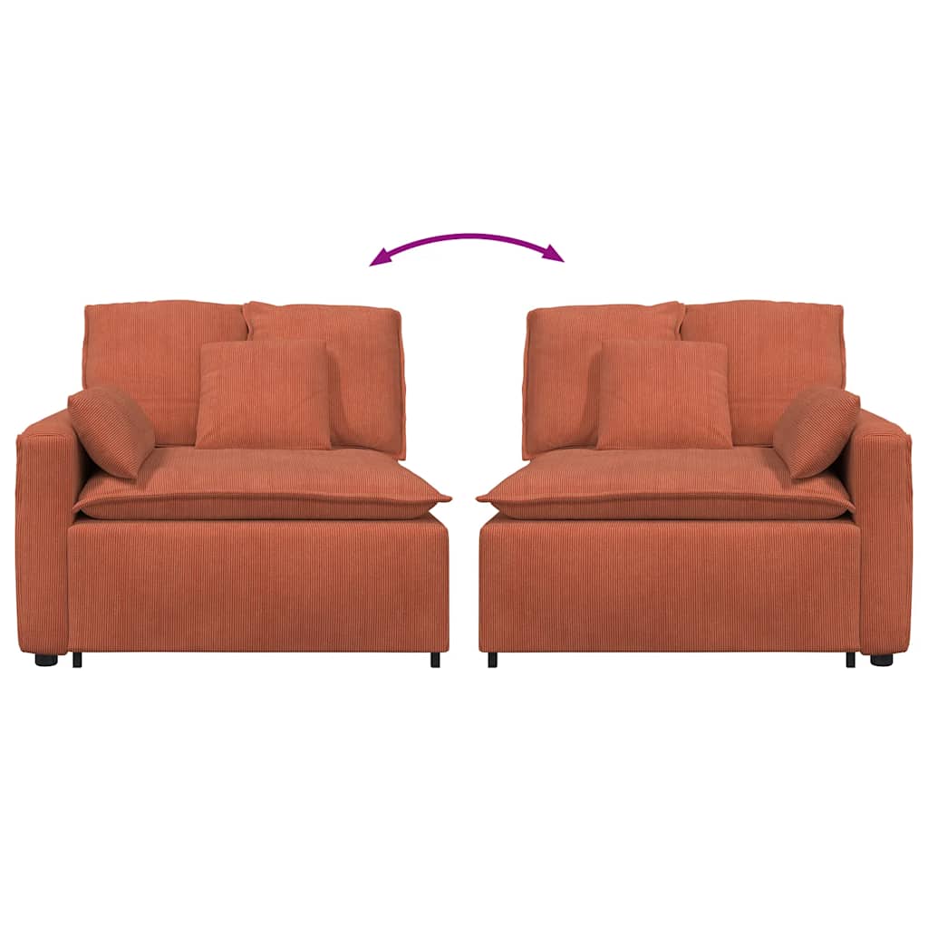 Modulares Sofa Endmodul mit Armlehne Kissen Rot Orange 100 cm
